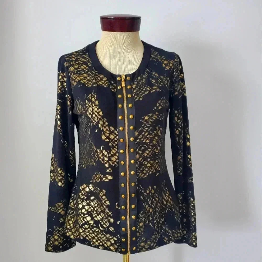 FRANK LYMAN black and gold lightweight jacket. Size 8